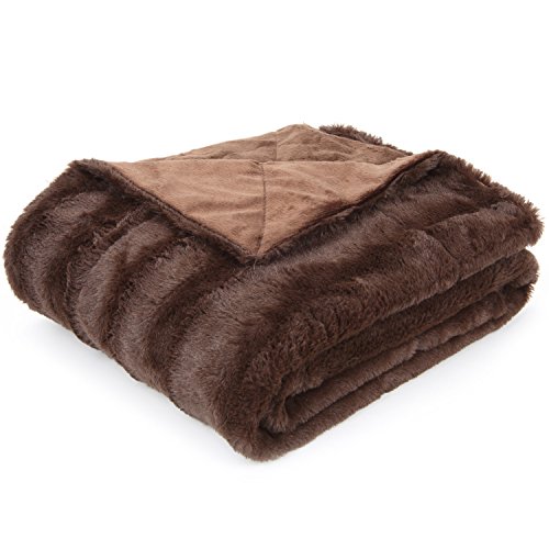 Cheer Collection Ultra Soft Faux Fur to Microplush Reversible Cozy Warm Throw Blanket - 60