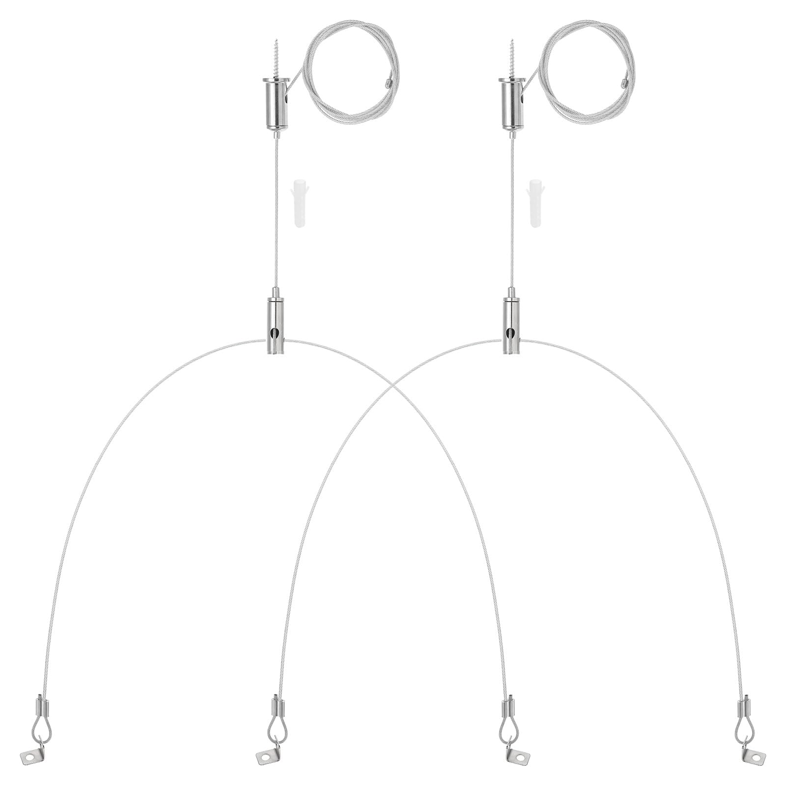 PATIKIL Light Suspend Cable Kit, 1.5m/4.9ft 1 Set Adjustable Ceiling Hanging Wire Cable Kit Panel Hanging Rope Clamp for LED Panel Light Shop Light Fitting Aquarium Lights