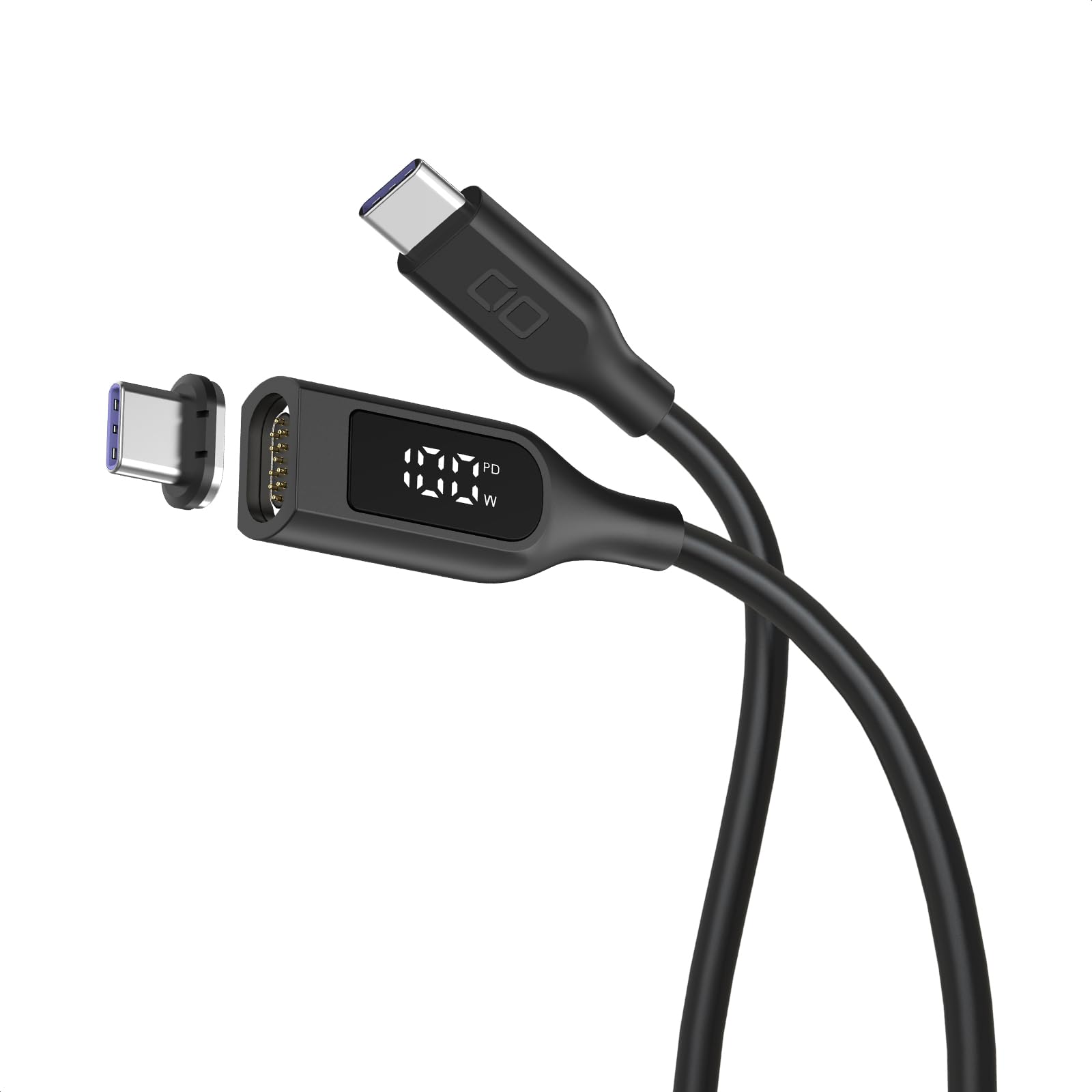 CIO マグネットシリコンケーブル ストレート,ブラック,1mの商品画像