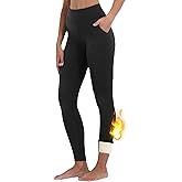 Ninejuize Women's Fleece Lined Yoga Leggings with Pockets Athletic Pants High Waist Winter Warm Thermal Tights