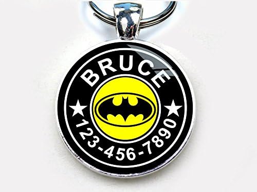Batman Yellow Black Custom pet ID Tag dog tag cat pet tag (Large 1.5")
