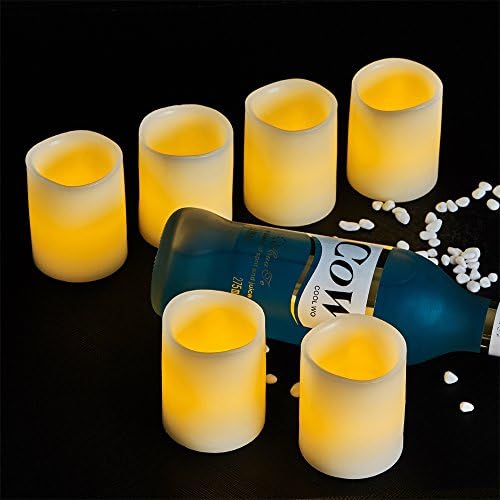 VONGEM® Battery Operated Candles Flameless Wax Candles Set of 6 Unscented Battery-powered Flameless LED Candles D 2 X H 2.5 Inches LED Lighted Flickering for Valentines Day Gifts(White)