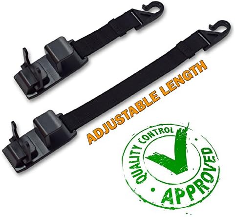 Car Back Seat Headrest Hanger Holder Hooks for Purse Grocery Bag Cloth Coat - ADJUSTABLE LENGTH - Universal Vehicle Trunk Storage Organizer - Heavy Duty Purse Hooks - Drop Stop Gadget - Black