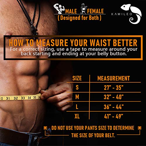 Kamileo Lifting Belt, Weight Lifting Leather Belt with Prong Buckle for Men and Women, Stabilizing Lower Back Support for Powerlifting Squat Deadlifting