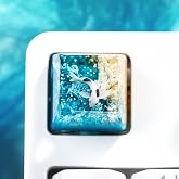 XISZYS Koi Fish Light Blue and Yellow Ocean Coral Reef Artisan Keycap, Resin Custom Keyboard Key Caps, for Cherry MX Mechanical Keyboard, Gift for Keyboard Lovers