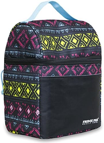 Insulated Lunch Bag with Camouflage or Graphic Design Print for Boys Men or Girls or Women (Black Graphic Print)
