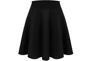 SIMLU Women's Midi Skirt Flared Stretch Skirt for Women Reg & Plus Size. Casual A line, Basic Everyday Wear, Formal Office