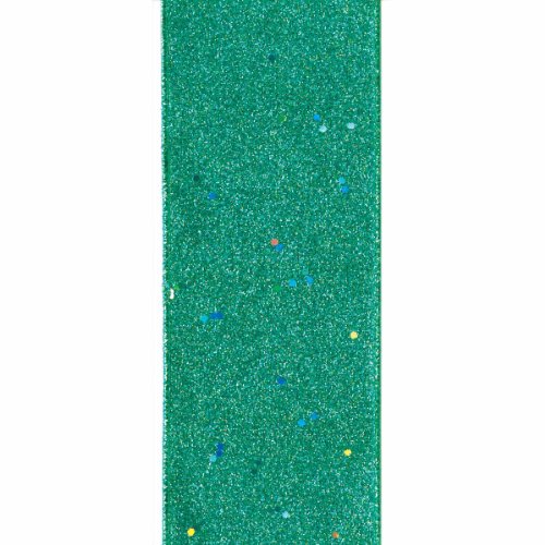 Offray Wired Edge Glitterie Craft Ribbon, 1 1/2-Inch x 9-Feet, Aqua