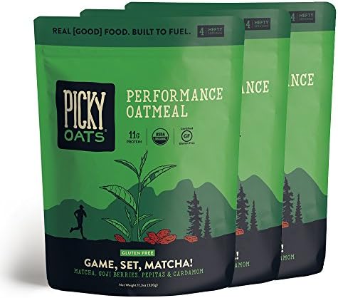 Picky Oats Organic Performance Oatmeal, Game, Set, Matcha!, 11.3 oz (3 multi-serve bags) By Picky Bars