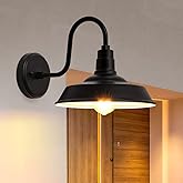 Outdoor Wall Lights, 10 Inch Exterior Farmhouse Gooseneck Outdoor Light Fixture, Anti-Rust Waterproof Barn Lights Outdoor, Vi