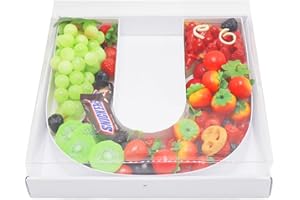 KAFUCIZE 12.5inch Fillable Paper Mache Number Letter Cardboard Cutouts Charcuterie Board Food Sweet Cupcake Tray Party Decorative Box (Letter U, White)