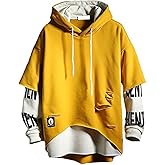 DUDHUH Mens Hoodie Fashion Pullover Letter Print Tracksuit Techwear Casual Coat Hip-Hop Sweatshirt