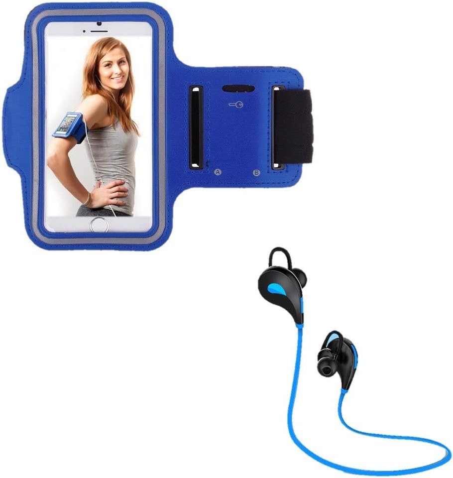 Sport Pack for Motorola Moto G7 Play Smartphone (Bluetooth Sports Earphones + Armband) Running T6 (Blue), Blau