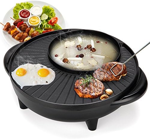 review WZQ Indoor Smoke-Free Electric Grill Multi-Functional hot Pot, Indoor Grill, Non-Stick Surface, Safe, Reliable and Durable, Making Your Life More Convenient