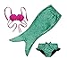 TFJH E 3PCS Toddler Girls Swimsuits Bathing Suit Fish Scale Bikini Set,Green 140