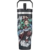 Demon Slayer Kimetsu No Yaiba Tanjiro Tumbler with Lid, 30 Oz Water Bottle, Vacuum Insulated, Anime Water Bottle, Reusable Insulated Stainless Steel tumbler for Water, Iced Tea or Coffee