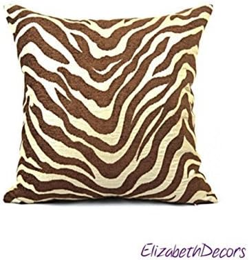 Claridge Safari Jacquard Metalic Choclate Decorative Throw Pillow Cover