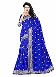 IndianTrends Women's Saree With Attractive Embroidered Pallu One Size Blue