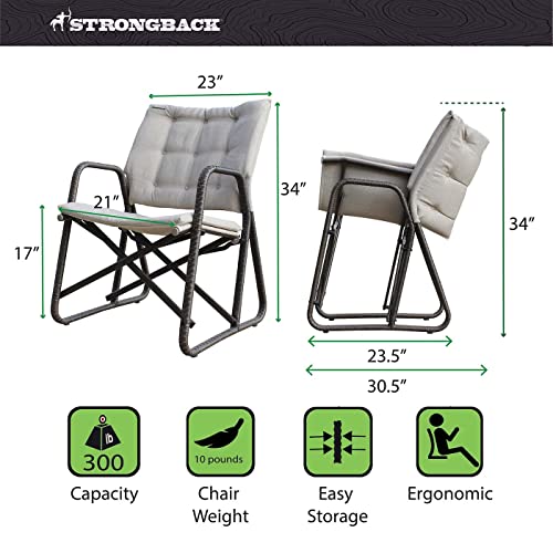 Strongback Outdoor Patio Chair, Portable Folding Outdoor Chair with