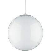 Generation Lighting 6020-15 Leo Globe One-Light Pendant Hanging Modern Fixture, 10", White Finish