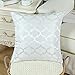 CaliTime Pack of 2 Cushion Covers Throw Pillow Cases Shells for Home Sofa Couch Modern Shining & Dull Contrast Quatrefoil Accent Geometric 20 X 20 Inches White
