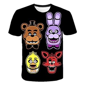 IFITBELT FNAF T-shirt met cartoonprint, 3D-print, voor kinderen, zomer, korte mouwen, T-shirt, jongens, meisjes, Fiv-e…