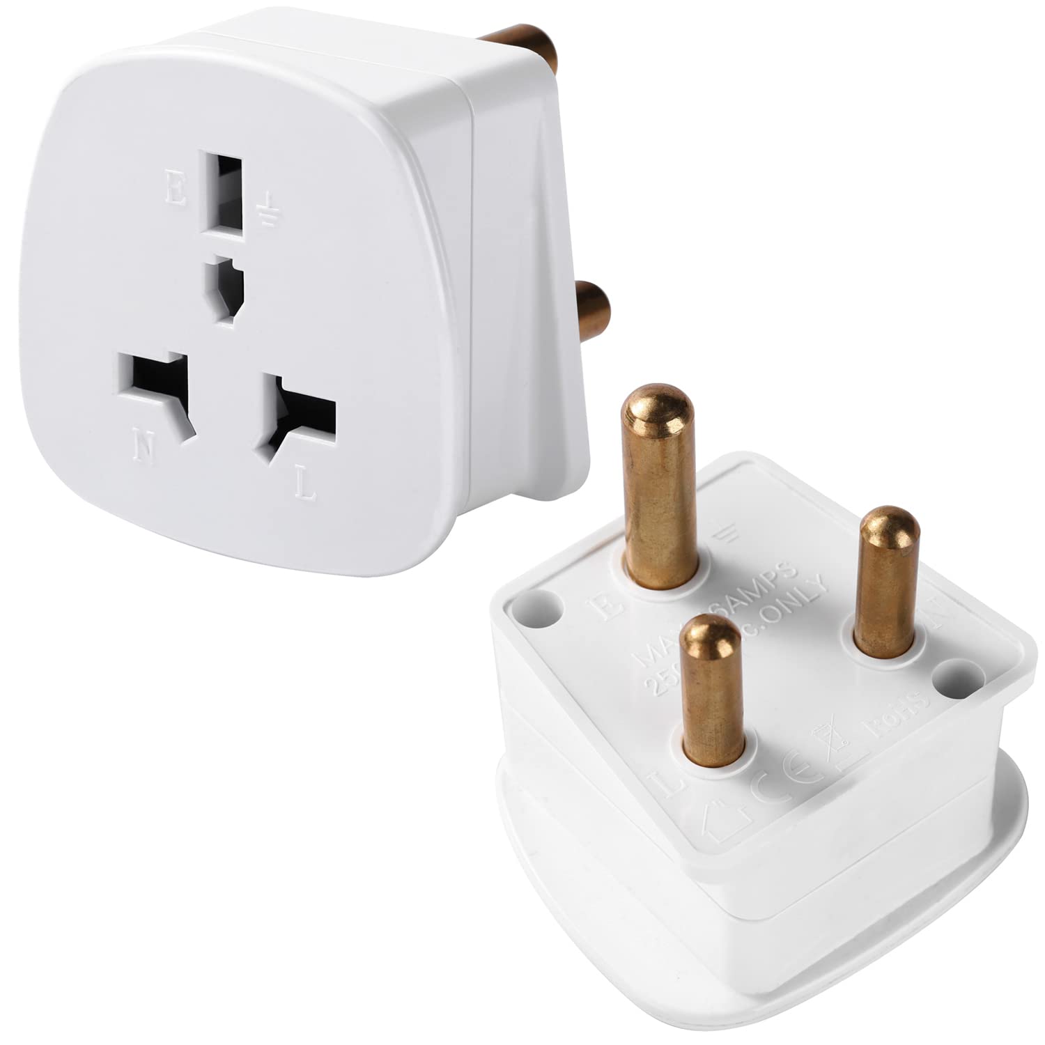 UK to South Africa Plug Adapter, Gadgets Hut UK - Pack of 2 Type G to Type M Travel Adaptor, 3250 W Max, Grounded, CE/UKCA certified – Safe UK Travel Plug for South Africa - Twin Pack