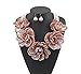 Bocar Statement Big Pendant Pearl Flower Necklace Earrings Jewelry Set for Women