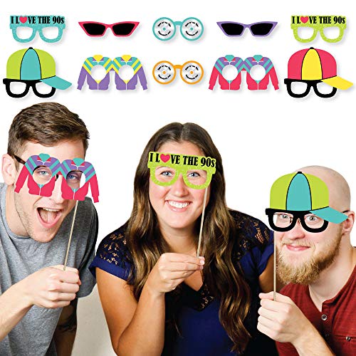 Big Dot of Happiness 90's Throwback Glasses - Paper Card Stock 1990s Party Photo Booth Props Kit - 1 - //coolthings.us