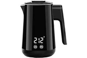 Seehot® 850ml Small Electric Kettle Temperature Control,800W Double Wall Electric Tea Kettle of 304 Stainless Steel,5 Temp Presets,Hot Water Kettle Electric,Auto Shut Off for Tea and Coffee-Black