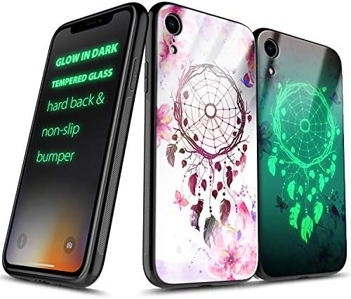 iPhone XR Case (2018), NageBee Tempered Glass Hard Back [Glow in Dark] Anti-Scratch Shock Proof Ultra Slim Non-Slip Bumper Cover Cute Case -Dream Catcher