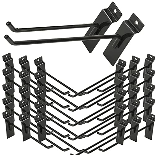 48Pack 6"and 8" Black Slatwall Hooks, Heavy Duty Slatwall Hooks & Hangers for Commercial Retail