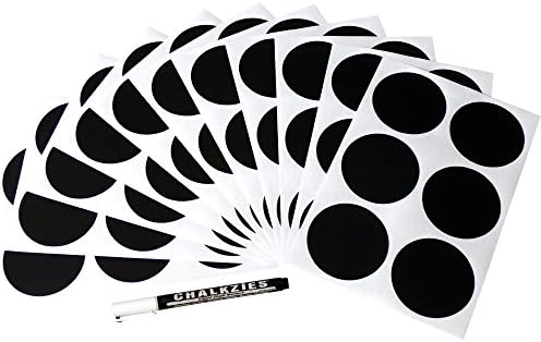 Chalkzies Removable Chalkboard Labels + 0.7mm Waterproof Liquid Chalk Marker • 2.6 Inch Circles • 72-Pack • Perfect Size For WIDE MOUTH Canning Jar Lids