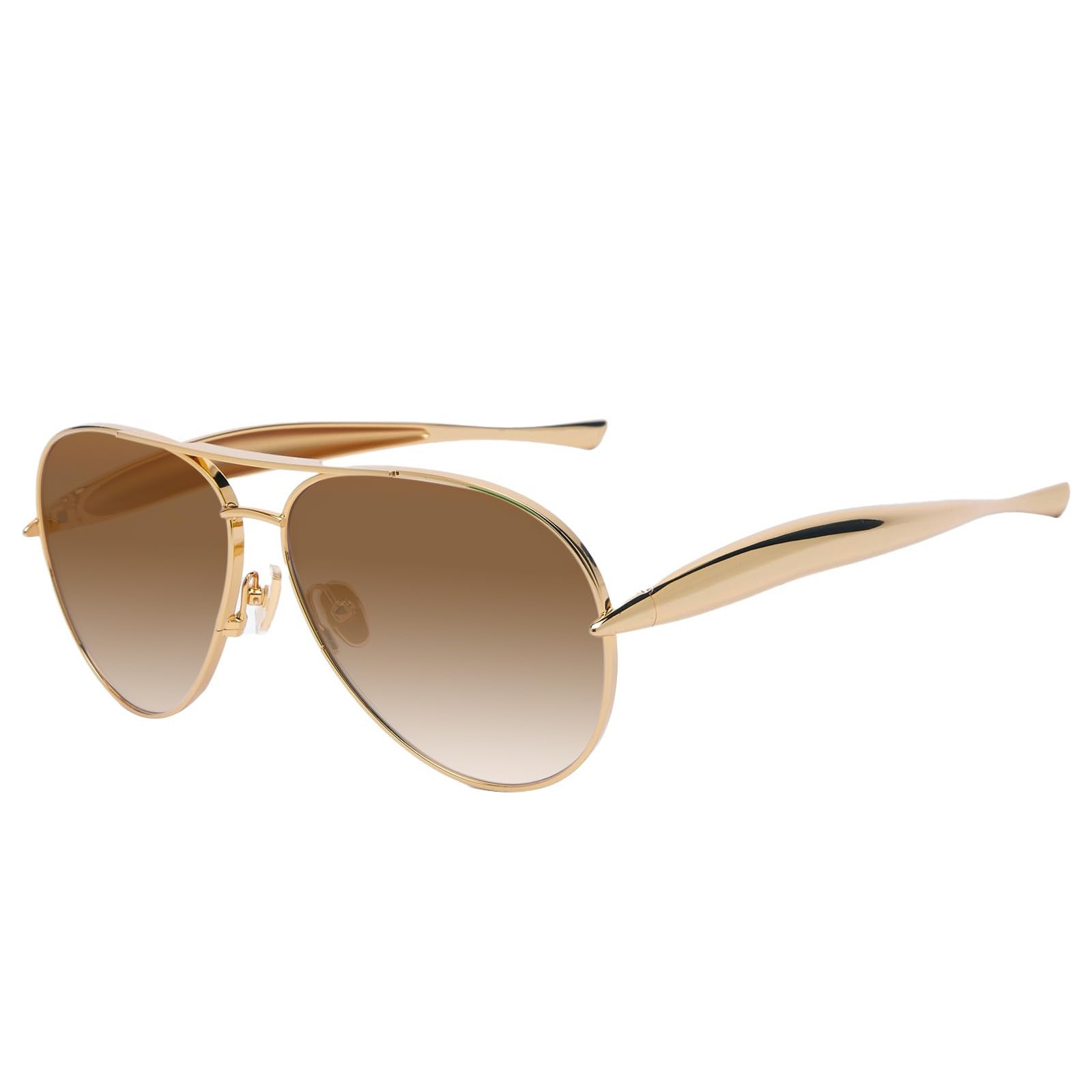 Photo 1 of Jcheupet Oversized Aviator Sunglasses For Women 70s Retro 2025 Metal Shades with Gold Streamline Arms