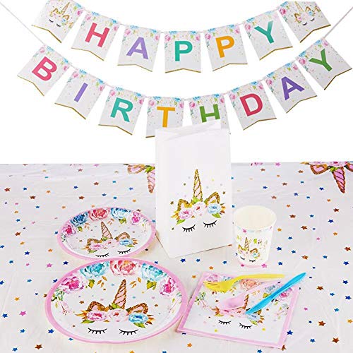 1 Unicorn+Supplies+Birthday+Candles+Utensils