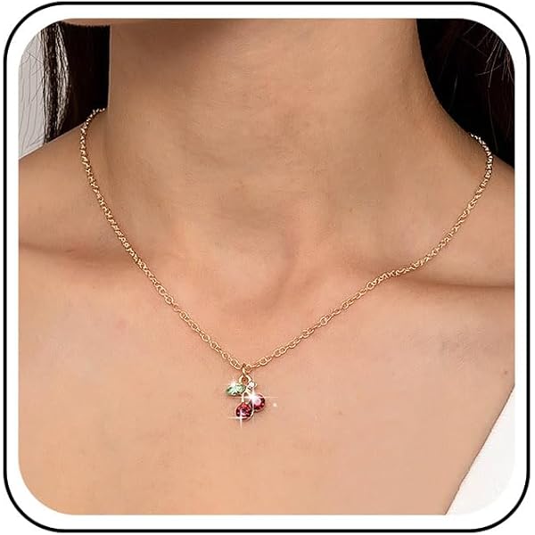 Amazon.com: Zeshimb Red Crystal Cherry Pendant Necklace