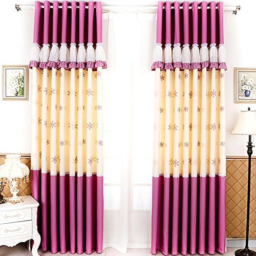 Yuan Futian polyester-cotton blend material Bedroom Darkening Window Curtain Panel printing Insulated Blackout Drapes 1 Piece , purple , 300cm270cm/118"106"