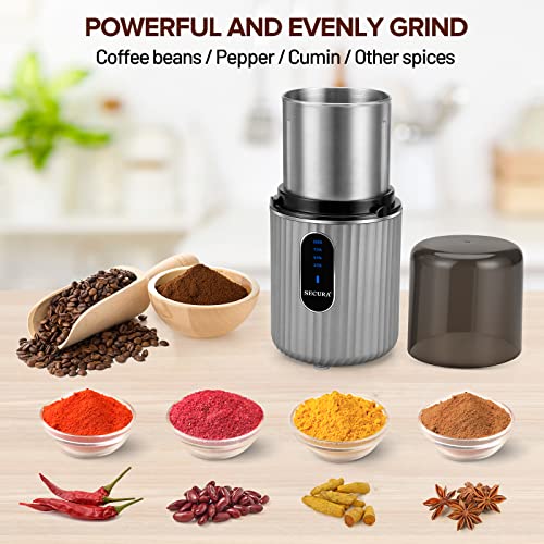 Secura Cordless Coffee Grinder Electric, Spice Grinder Electric, USB