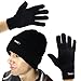 3M Men’s Thinsulate 40g Black Beanie Hat & Gloves Fleece Lining For Winter Snow Cold Weather Gear