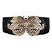 VOCHIC Vintage Elegant Metal Leaf Buckle Stretch Waist Dress Belt Wide Elastic Waistband for Women Ladies, Black, Small
