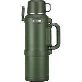 MUCR 4L Vacuum Insulated Copper-Lined Flask,Green | 304 Stainless Steel, Foldable Handle, Lid as Cup, 24H Heat / 36H Cold Retention, Leakproof, Camping, Travel
