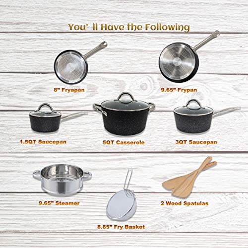 Cosylavia Granite Nonstick Cookware Set, 12pcs Ceramic Cooking Set