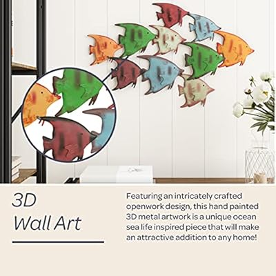 Lavish Home School of Fish Wall Art Nautical 3D Metal Hanging Decor