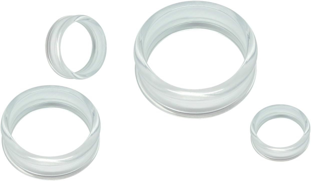 DCTattooPair Clear Acrylic Flared Flesh Ear Plugs Tunnels