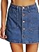 SheIn Women's Button Front Denim A-Line Short Skirt - A-Blue Medium