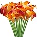 GTIDEA 20pcs Calla Lily Wedding Artificial Flowers Bouquets PU Arrangements Bride Home DIY Garden Office Decor Orange