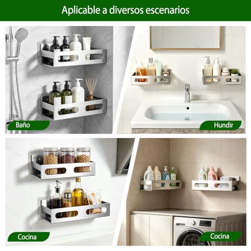 AIKER Bathroom Shelf, Improved Version of Original Design, Beautiful/Thick/Super Good/Stable Shower Shelf Without Drilling, Stainless Steel Its 304 Shelves Self-adhesive and Pre-Drilled Bathroom