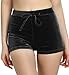 TOB Women's Casual Soft High Waist Drawstring Velvet Shorts Clubwear ,Black,Small