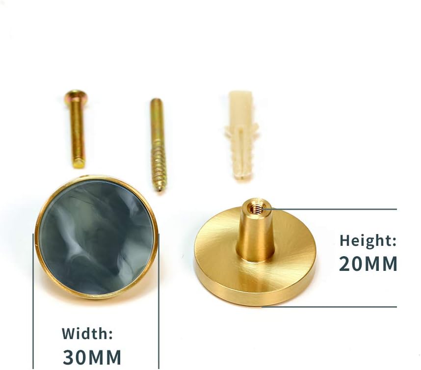 EVERGD 32mm Gold Brass Drawer Door Knobs Kitchen Cabinet Pulls Cupboard Handle Hardware Wall Mounted Clothes Coat Hook (9, Grey-Green) - Image 4