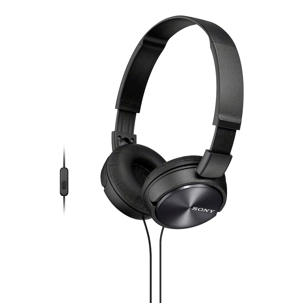 Sony MDR-ZX310AP On-Ear Overhead Wired Headphones with Microphone, Swivel Fold, 3.5mm Headphone Jack - Metallic Black — image 1